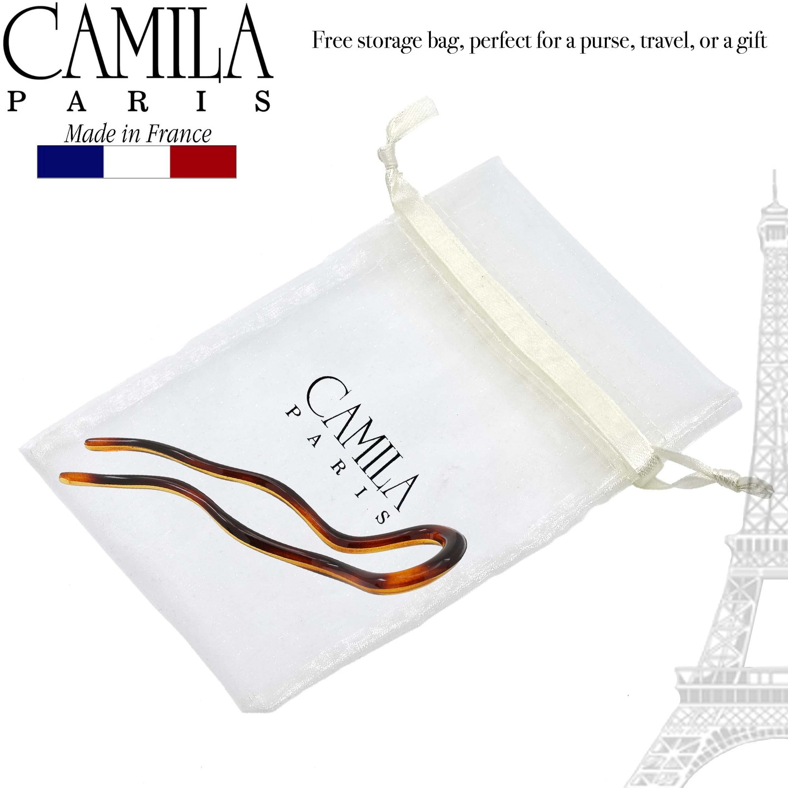 Paris CP140 French Twist Stick Hair Fork, 2 Large Wavy U Shaped Hair Pin Clip…