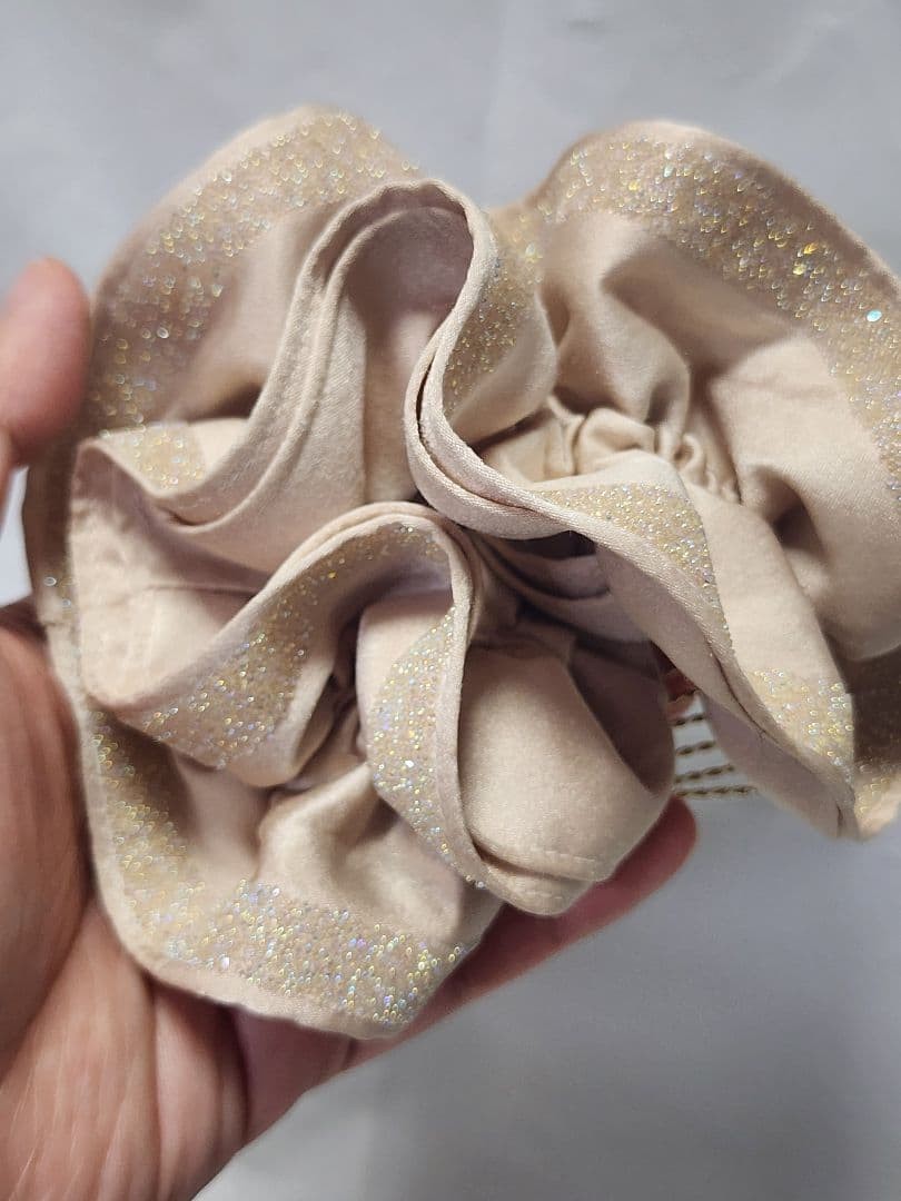Complex Biz Champagne Beige Scrunchie Large Elastic Hair Accessory