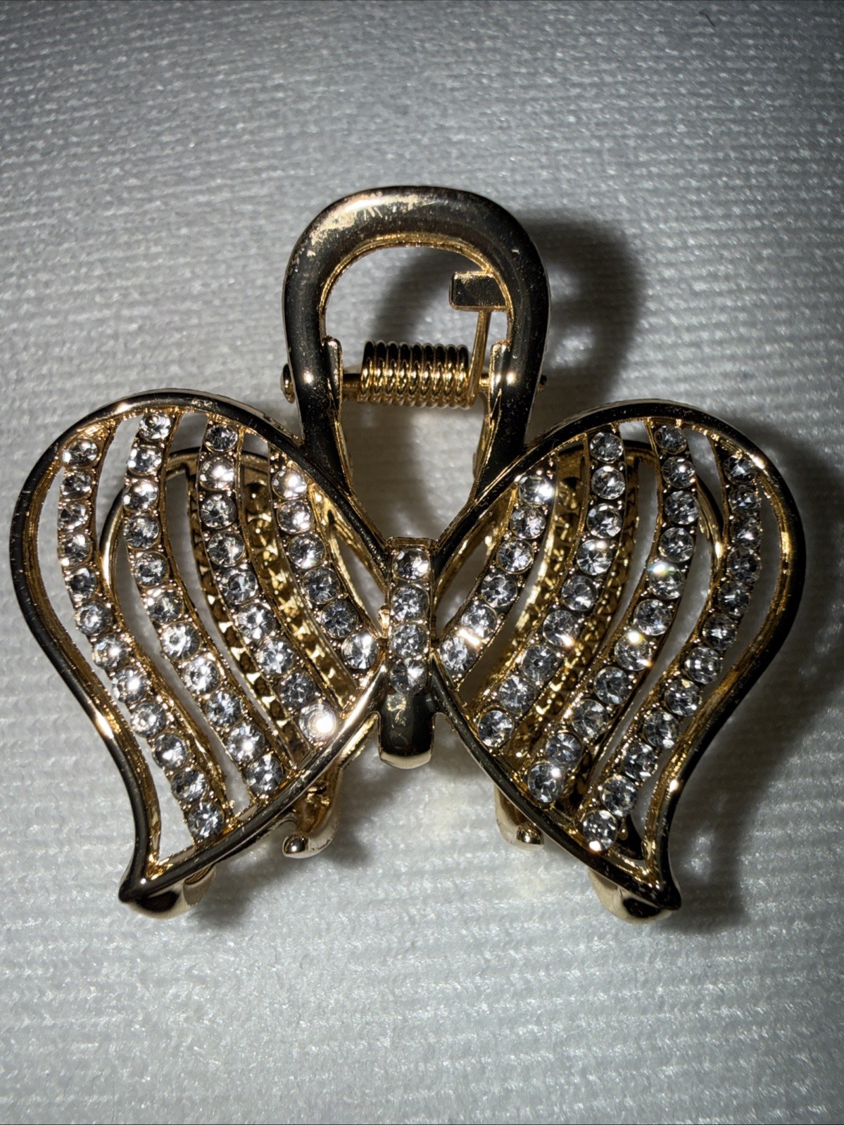 Angel Wings Gold Tone With Rhinestones Small Hair Claw NWOT