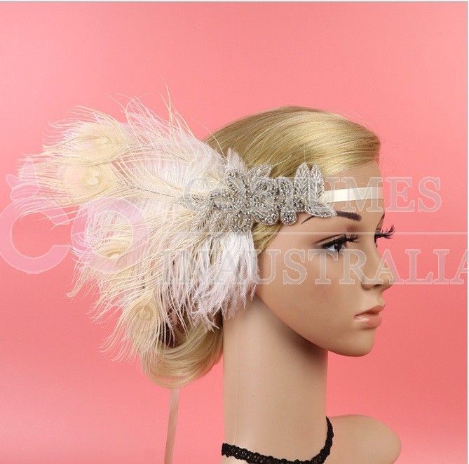 1920s Headband Vintage Bridal Gatsby 20s Flapper Feather Gangster 20’s Headpiece