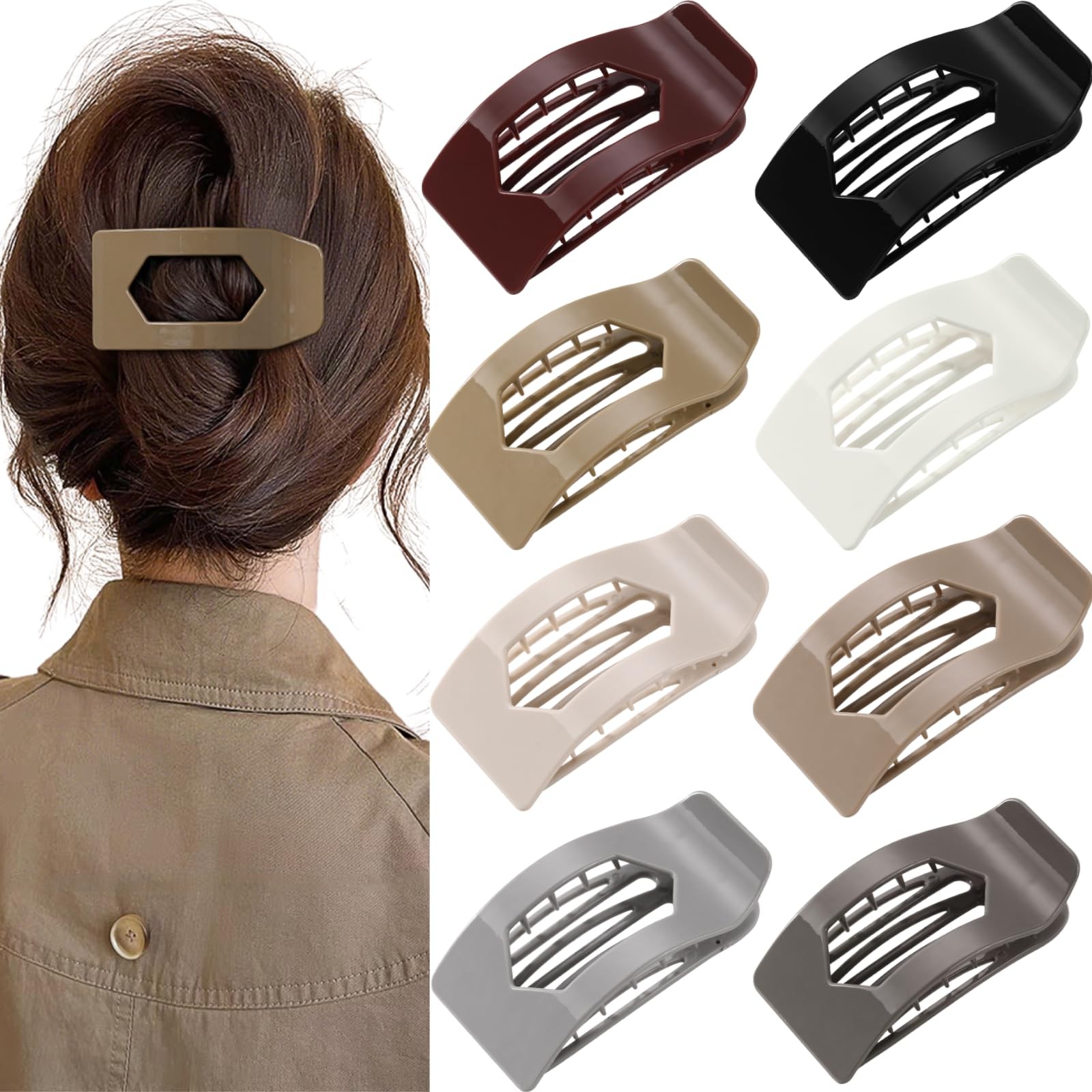8 Pack Flat Hair Clips for Women – Glossy 1 Count (Pack of 8), MultiColors