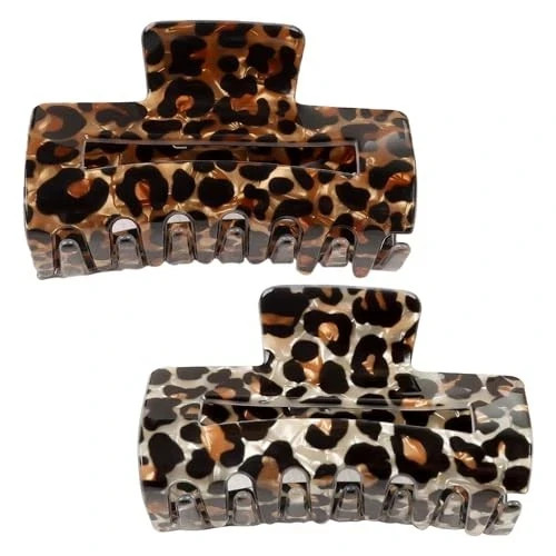 Leopard Claw Hair Clips for Women, 2 Pcs PVC Leopard Claw Clip, Leopard Hair
