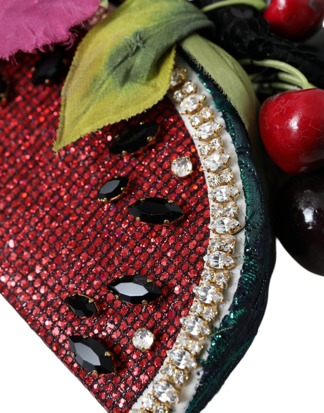DOLCE & GABBANA Diadem Red Watermelon Cherry Crystal Hairband Statement 3600usd