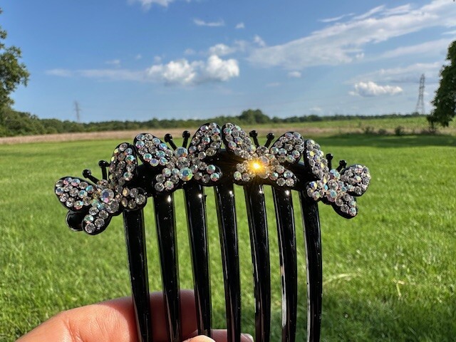 1 New Flowers Hair Comb w Shinny Crystals Hair Jewelry Accessories US Seller