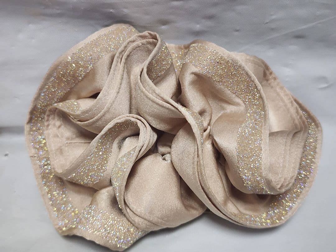 Complex Biz Champagne Beige Scrunchie Large Elastic Hair Accessory