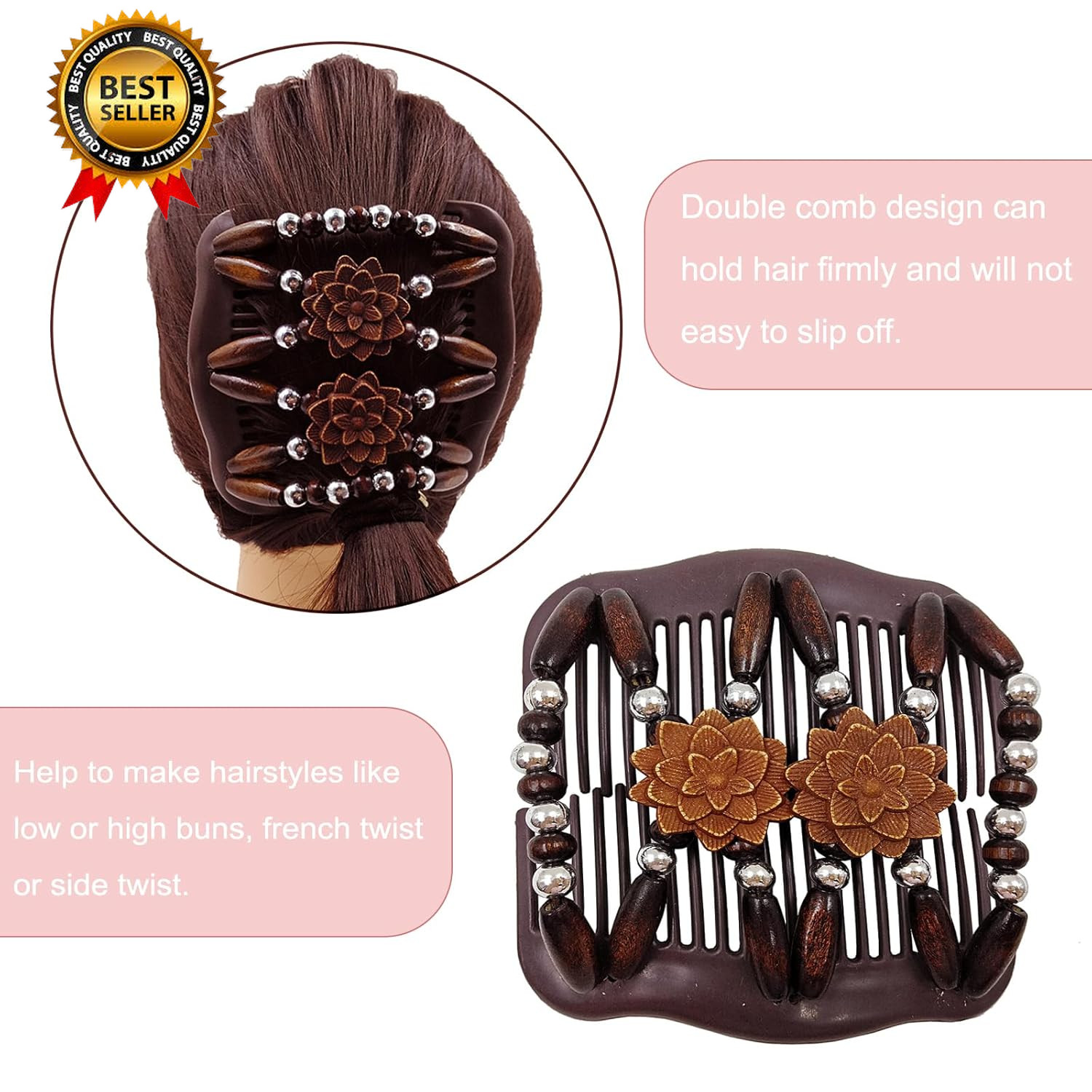 5 Pieces Stretchy Magic Hair Comb Adjustable Elastic Comb Hair Clip for Women Gi