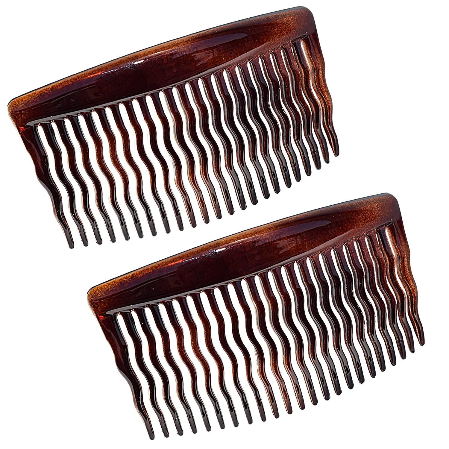 Parcelona French Zig Zag Small Celluloid Acetate 23 Teeth Side Hair Combs(2 Pcs)