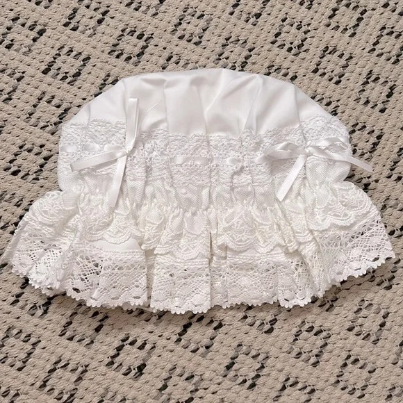 NEW Rococo Victorian Classic Lolita Double Layered Lace Bonnet Night Cap