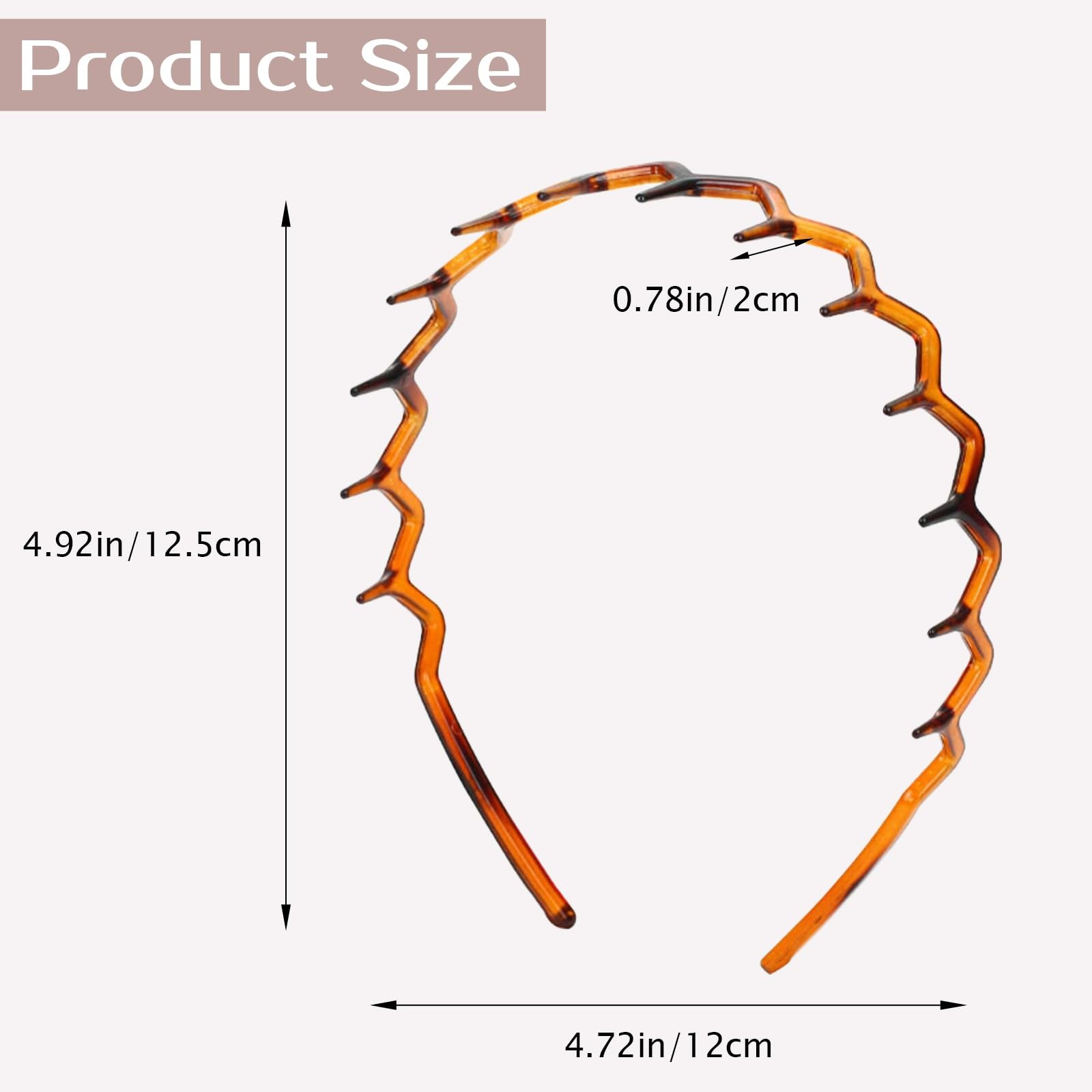 2pcs Zig-Zag Shark Tooth Plastic Hair Combs Headbands – Black & Gradient Ambe…