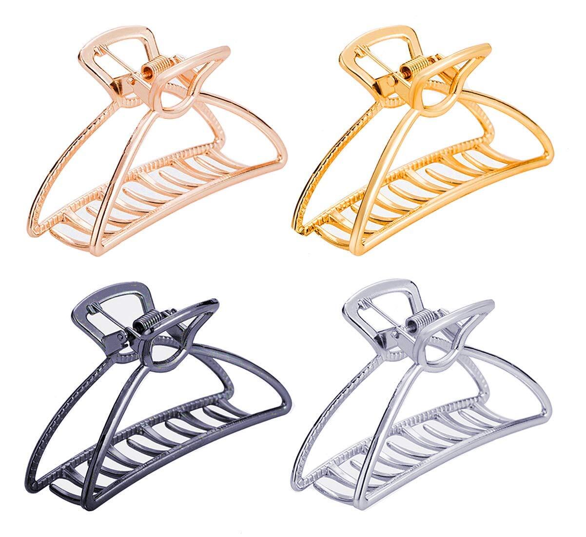 4PCS Large Metal Hair Claw Clips for Thick Hair Silver Gold Rose Gold Black