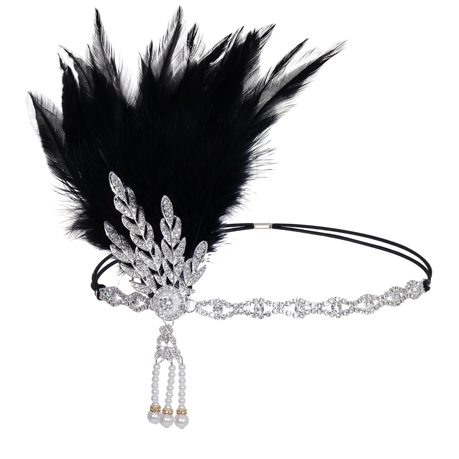 choyaxo Flapper Headband Roaring 20s Headpiece Great Gatsby Headpiece for black