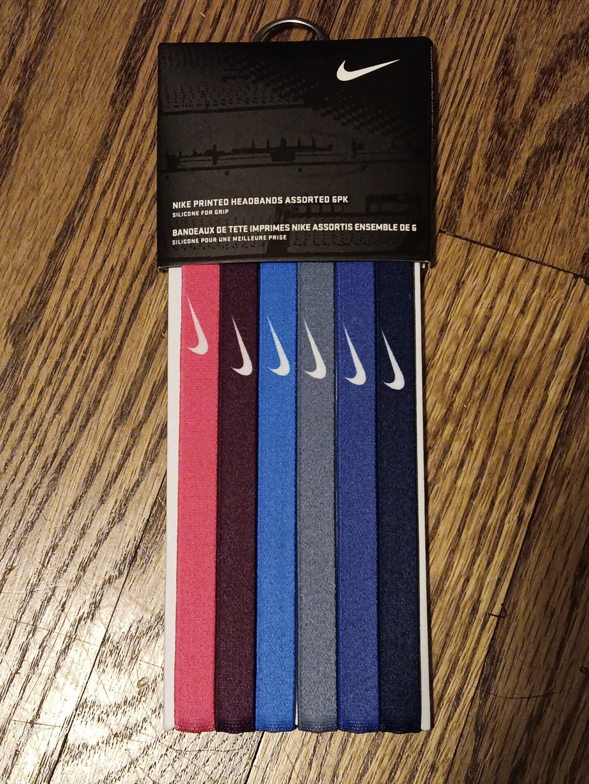 Nike Skinny Headbands 6 Pack Tennis Swoosh Hair Bands Elastic New Blue Black