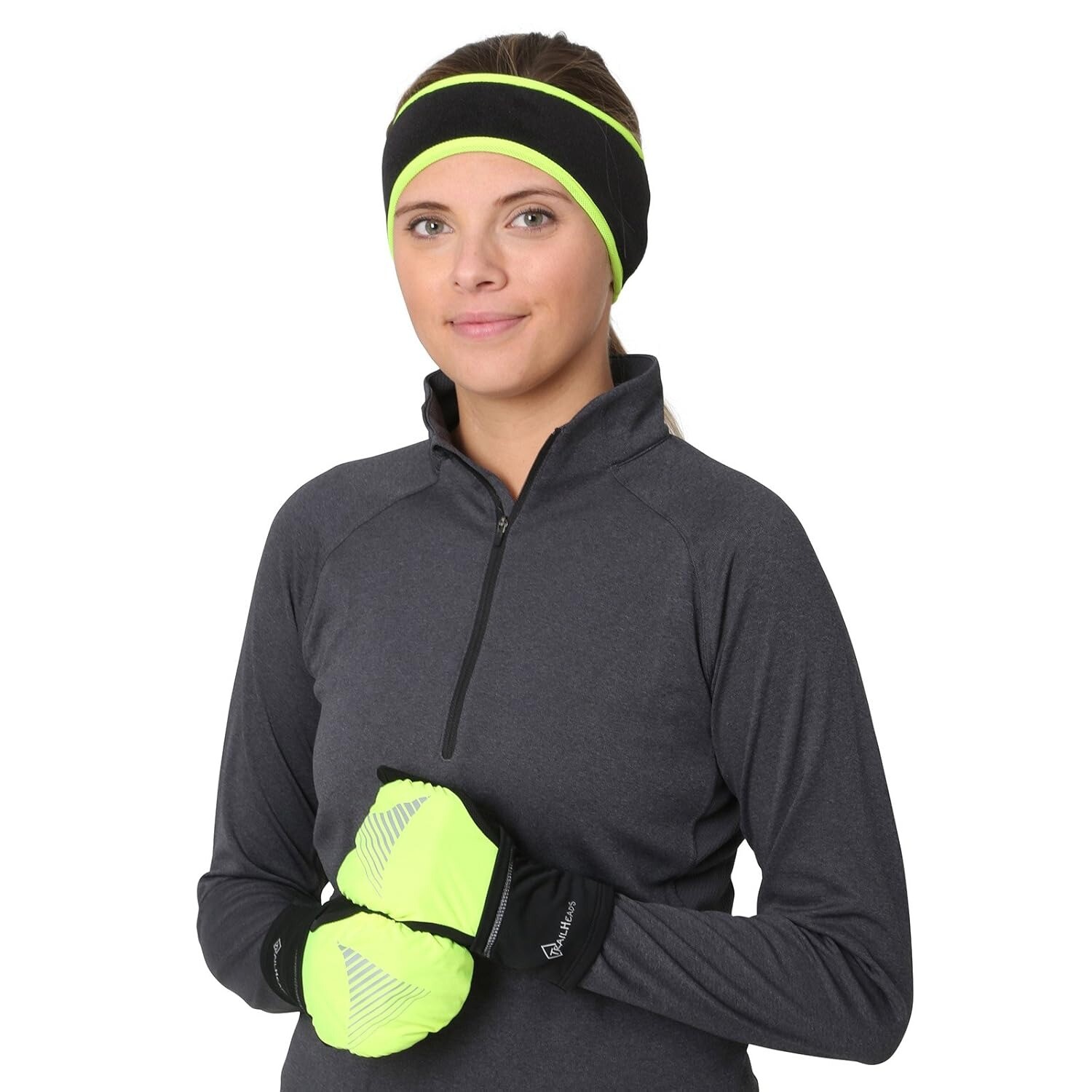 Women Ponytail Headband Fleece Earband Winter Running Moisture Wicking Headband