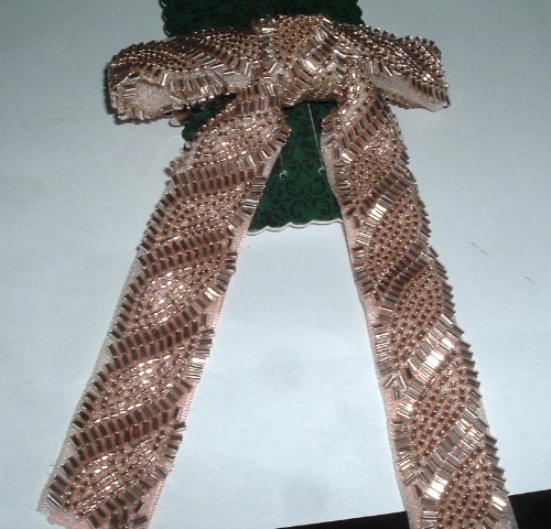 Champagne Sequin Bow Hair Barrette NWT