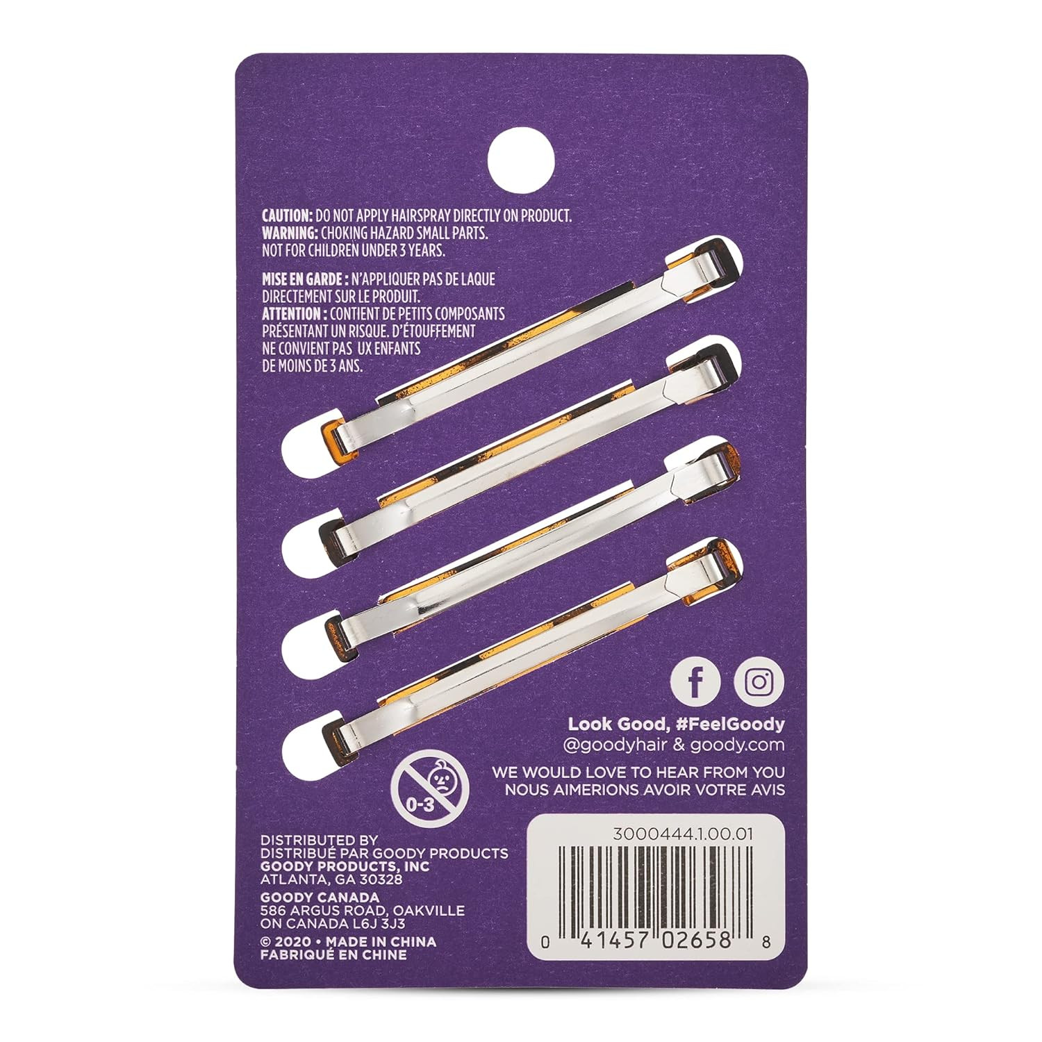 Goody Stay Tight Hair Barrettes, 4 Ct, Mock Tort, Slideproof Flat Clips, Comfort