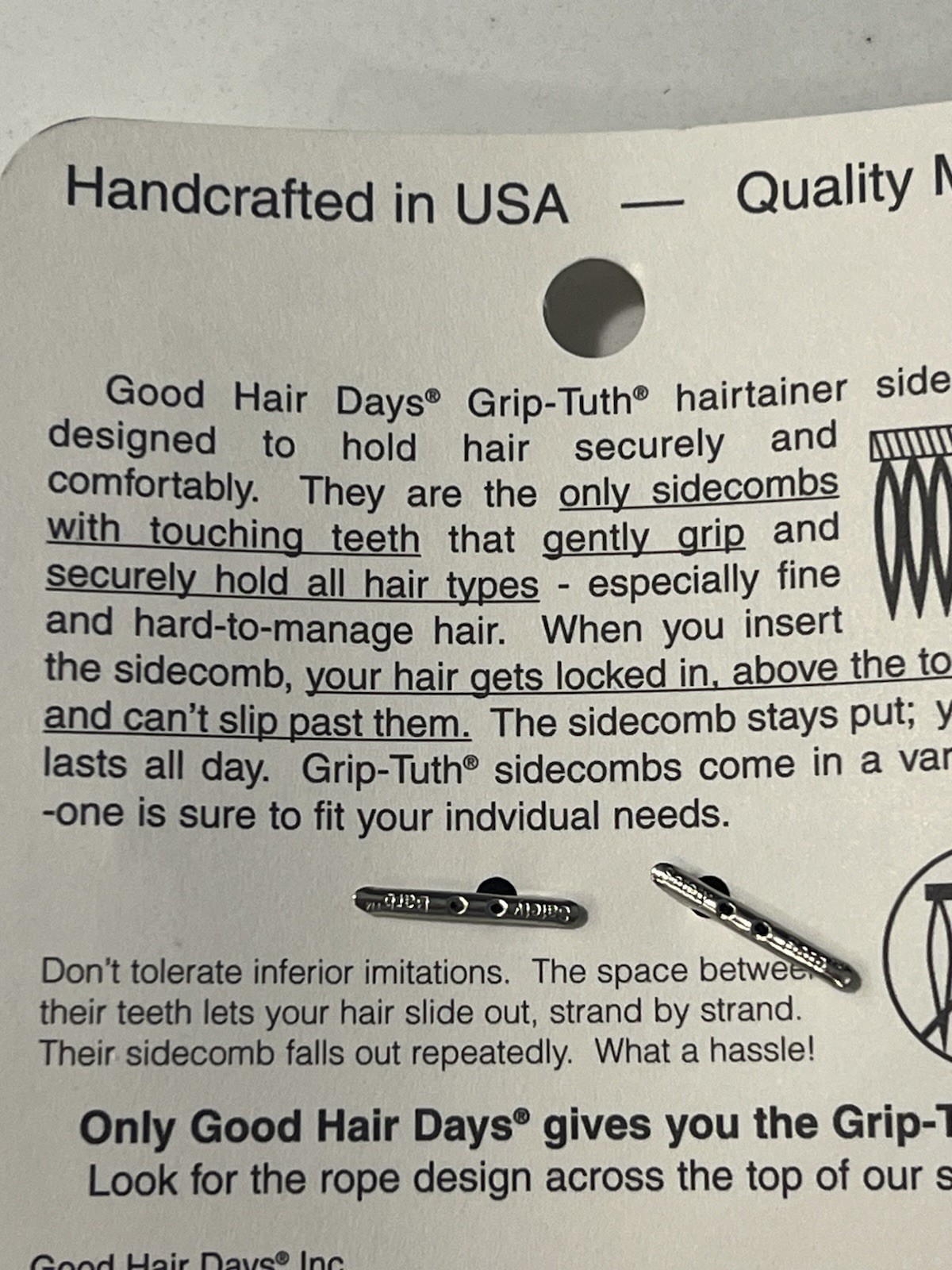NEW The Original Grip-Tuth Good Hair Days #414 Shell 2 3/4” Combs Two Sets Of 2