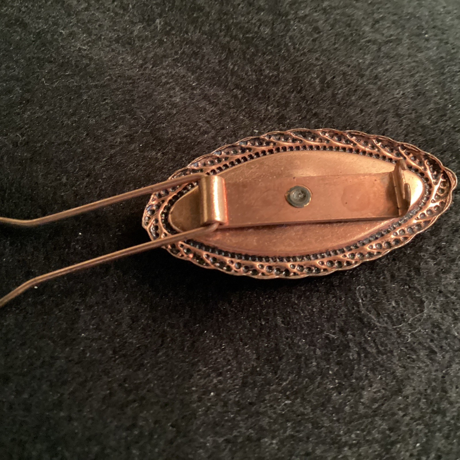 Copper Barrette With Faux Goldstone Center 1 5/8” X 3/4”. Nice.