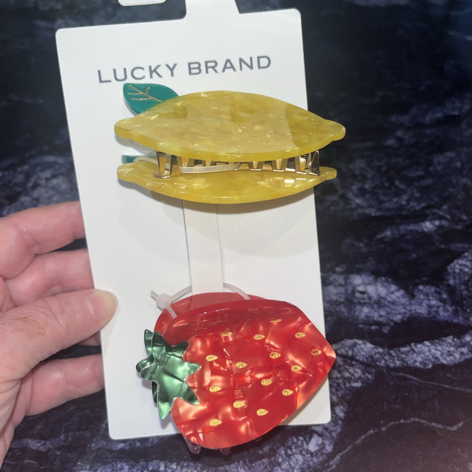 Lucky Brand Fruit Shaped Hair Clips New Strawberry Lemon