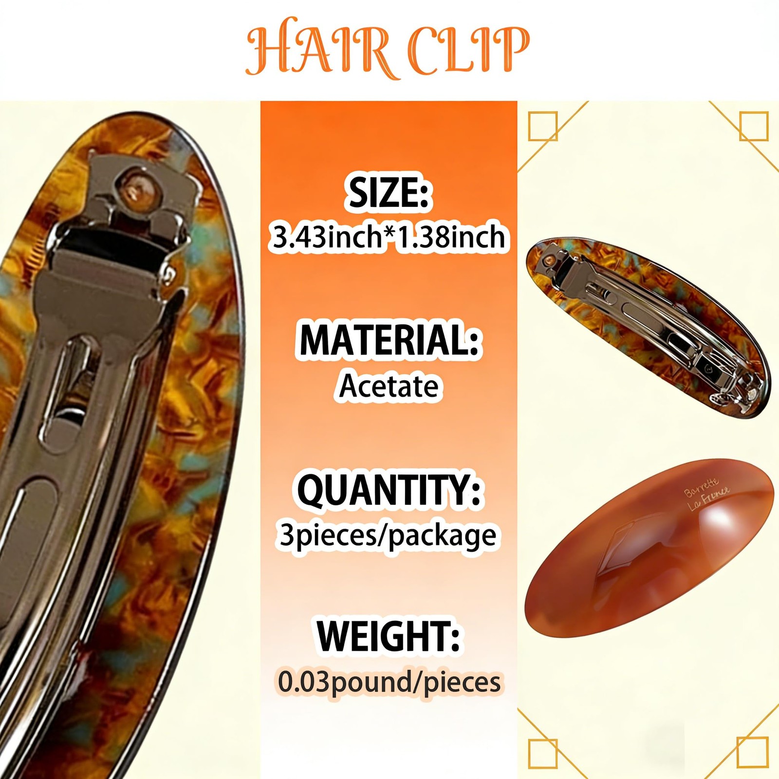 3PCS Hair Barrettes for Women,Snap Clips 3 Count (Pack of 1), Burgundy