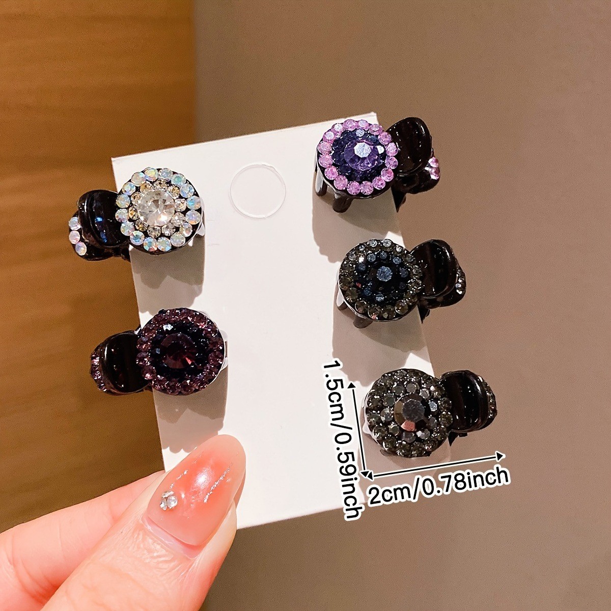 5pcs Women’s Colorful Rhinestone Updo Hair Claw Clips – Vintage Elegant