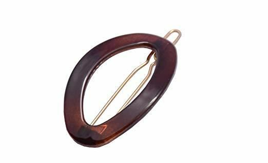 Parcelona French Eggie Oval Shell Black Mini Snap on Hair Clips Barrette