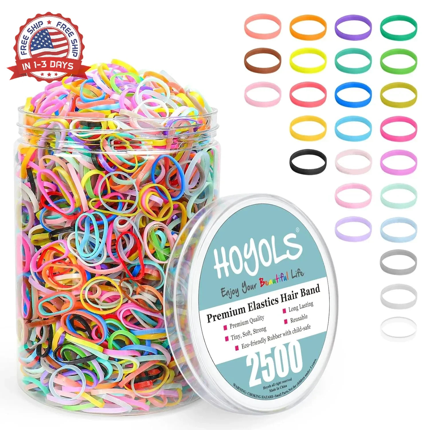 2500 Colorful Elastic Hair Bands TPU No Pull No Damage 30mm for Girls Women