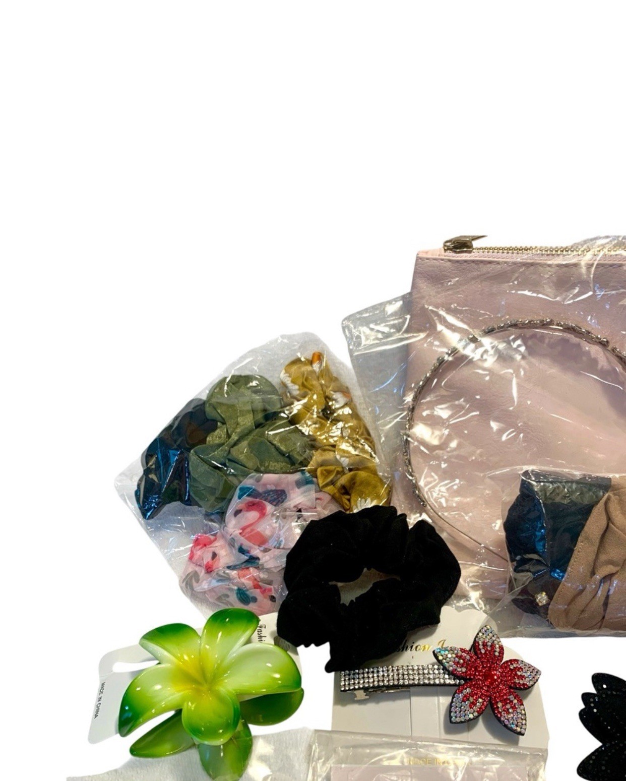 40+ piece Hair accessory Set w/ Pink Pouch & Variety Mixed Colors NWT & handmade