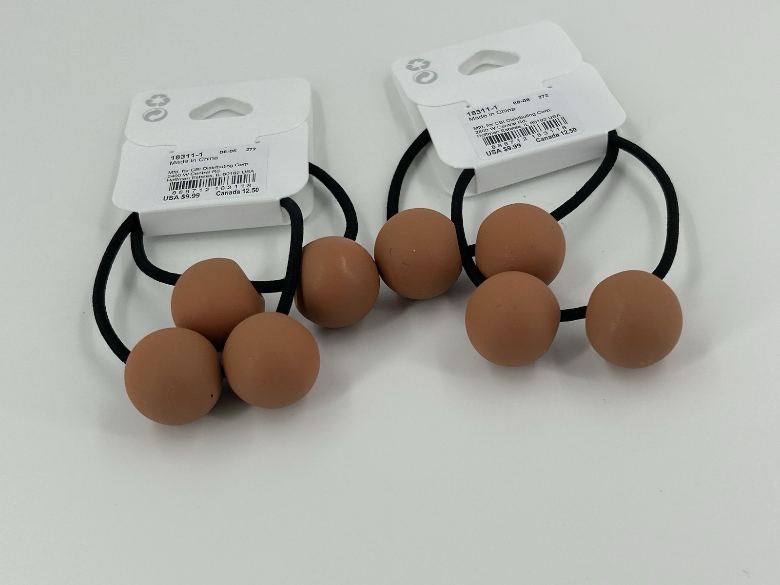 Lot of 2 NEW ICING Claires Brown Beaded Rubber Bands Womens Hair Accessory