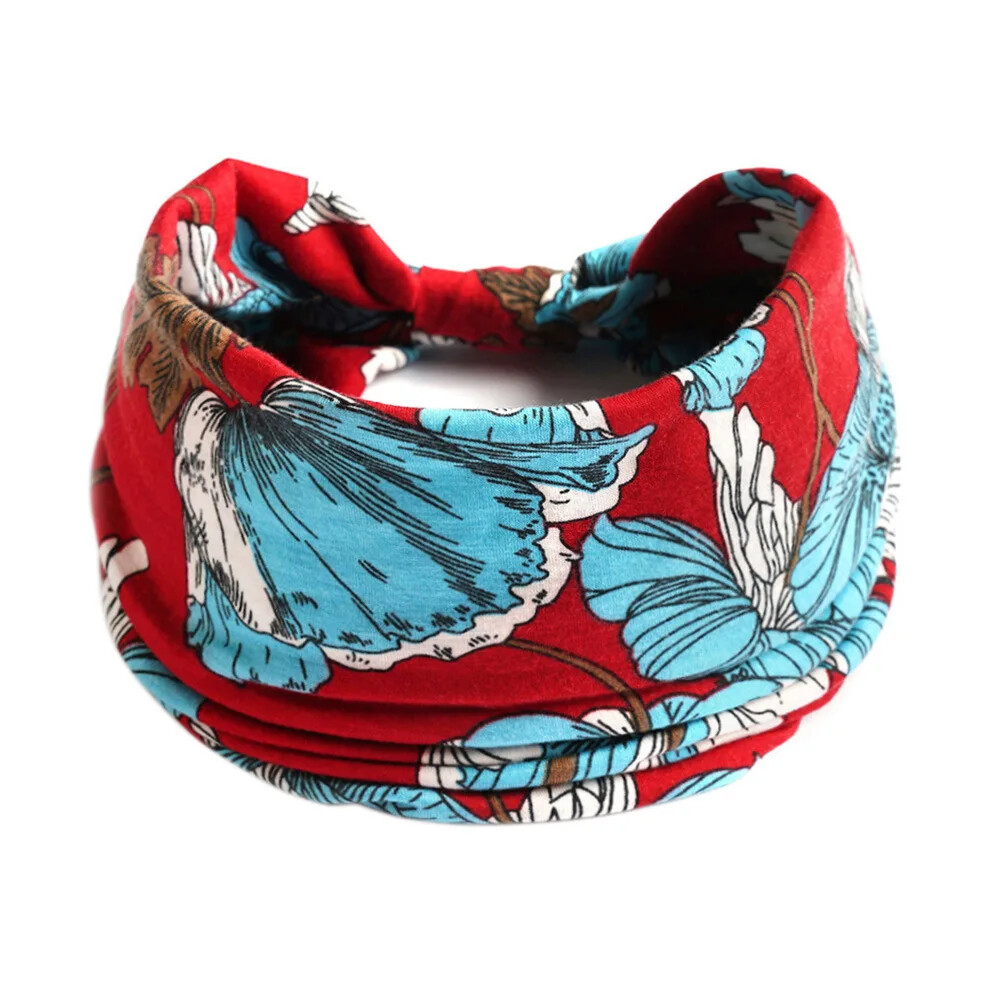 Bohemian Headbands for Women Cashew Flower Head Band Yoga Sports Hairband wide