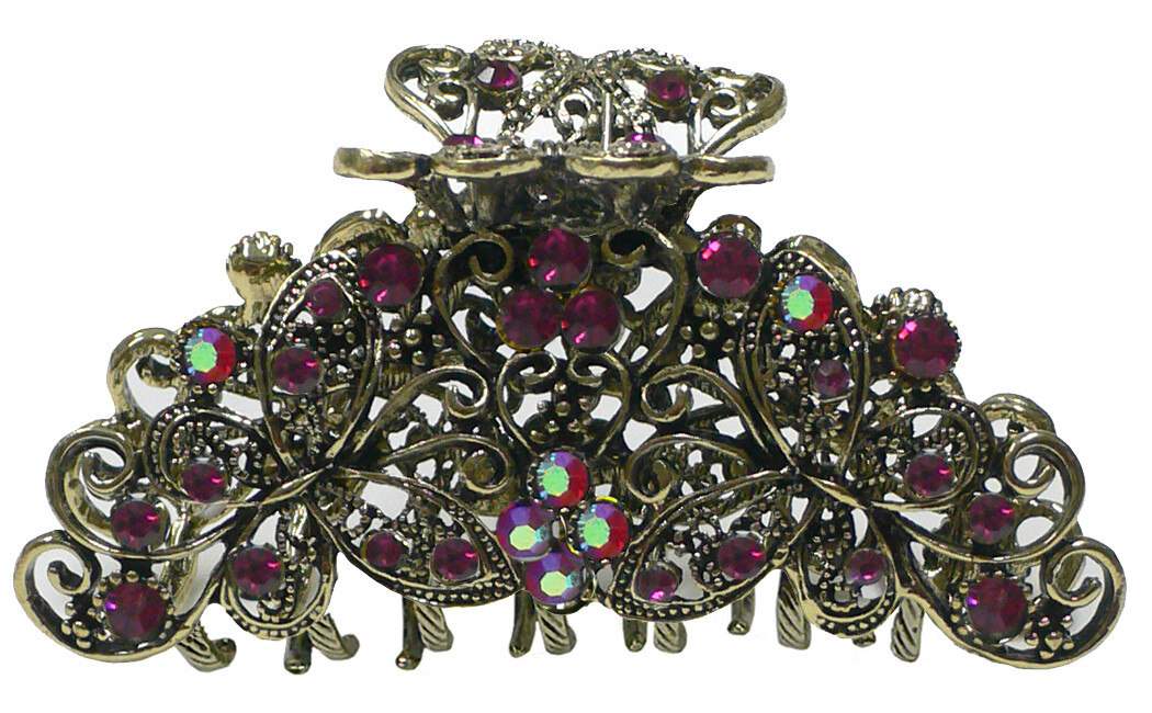 Metal Jaw Claw Clip Butterfly Design Antique Gold Plating Thickhair RW86410-6132