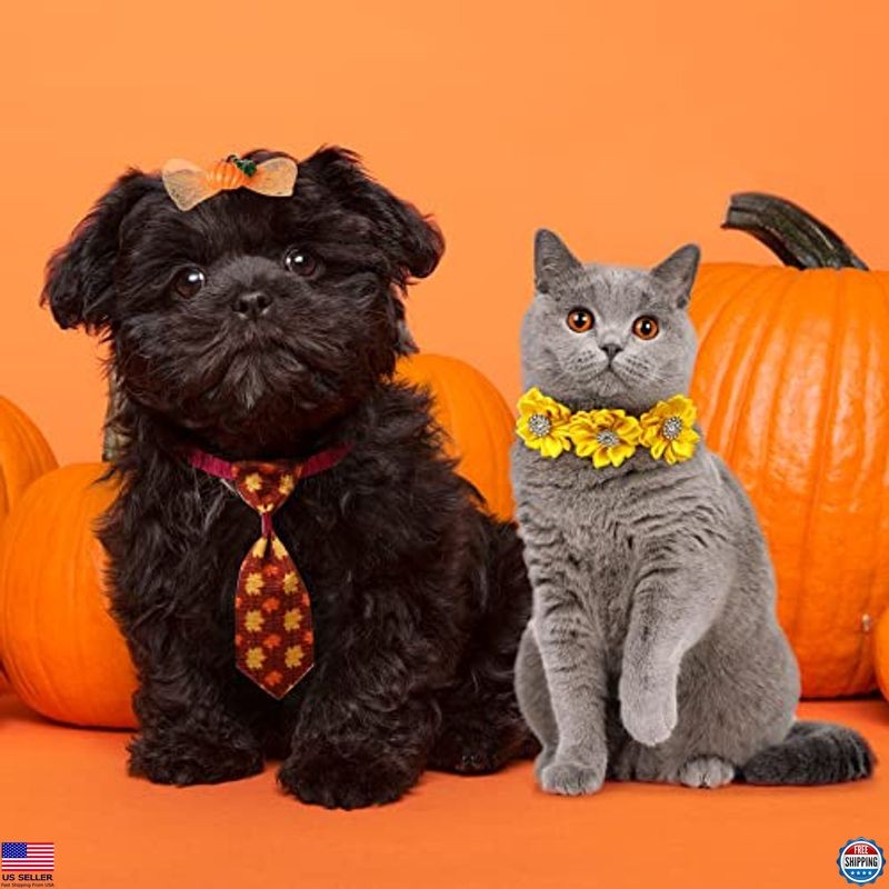 Reginary 70-Piece Fall & Thanksgiving Dog Bow Tie Set with Adjustable Collars