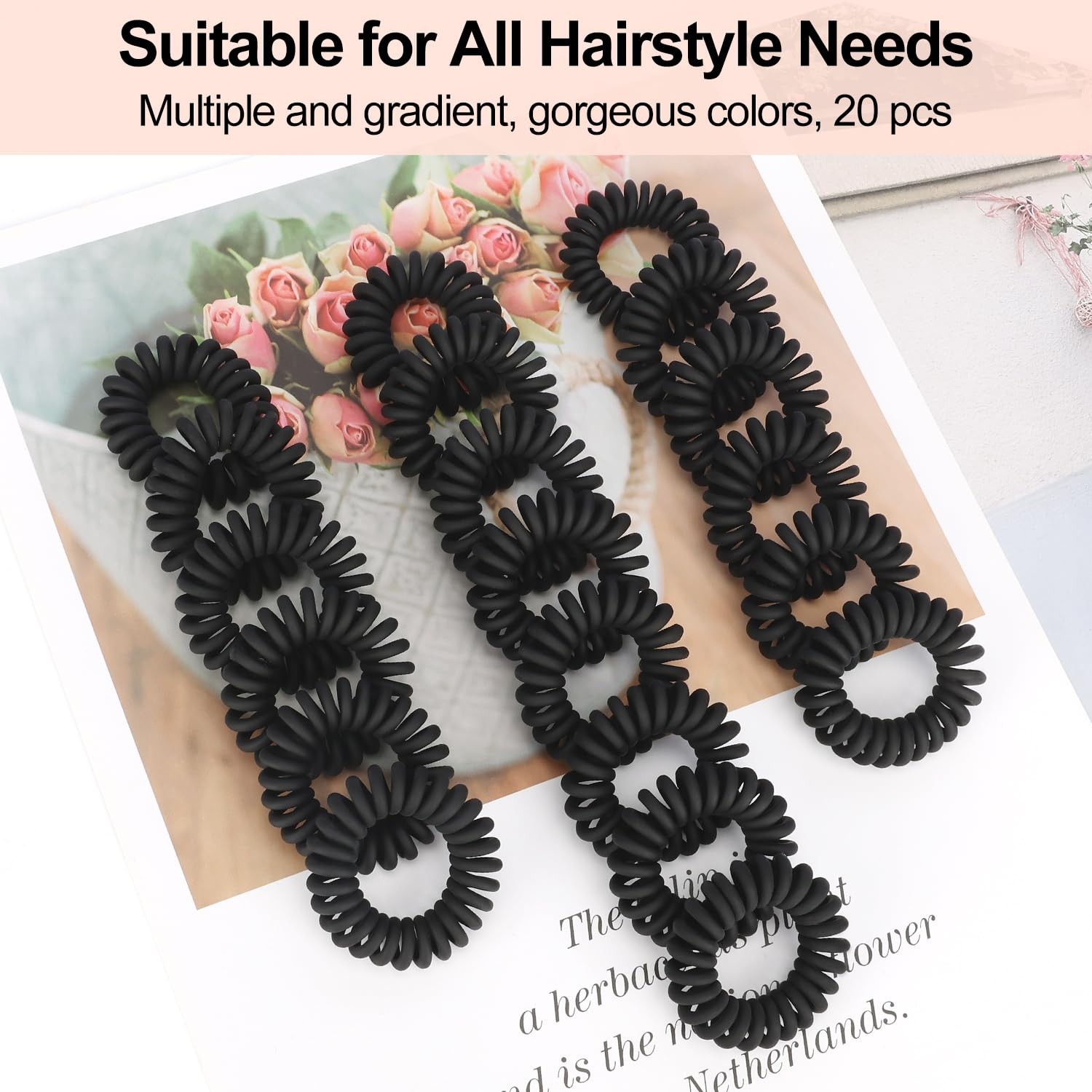 Spiral Hair Ties, 20 Pcs Traceless Phone Cord Hair Ties No Crease Spiral Brac…
