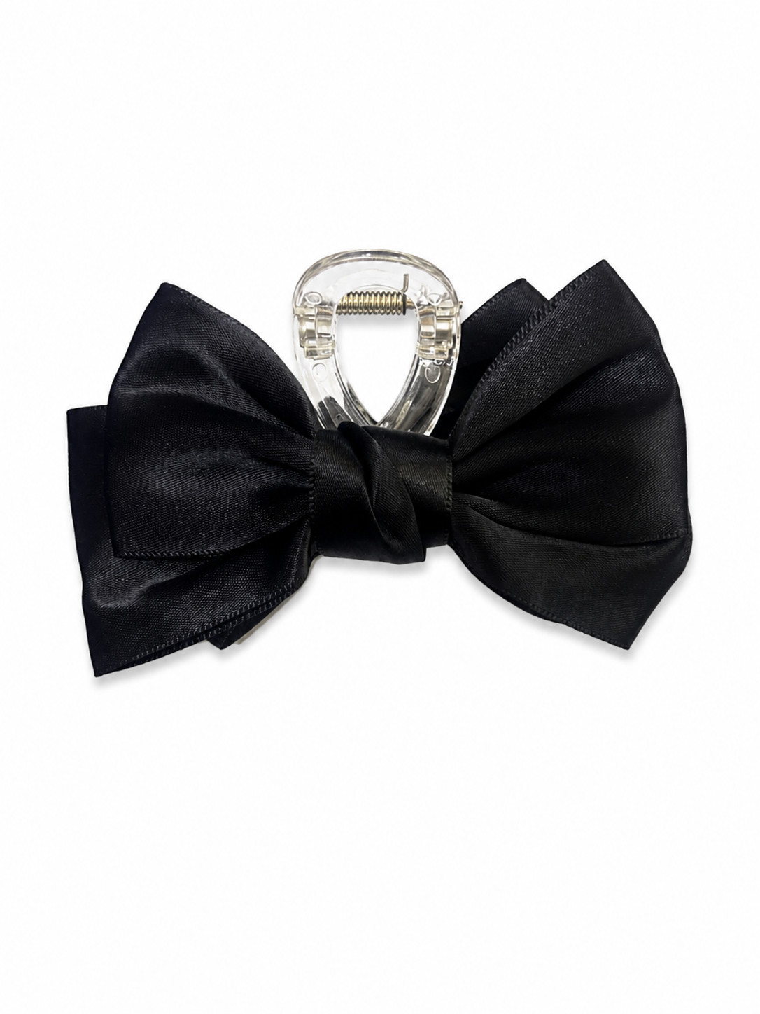 Black Bow Hair Clip Large Ribbon Barrette Girls Women Hair Accessory