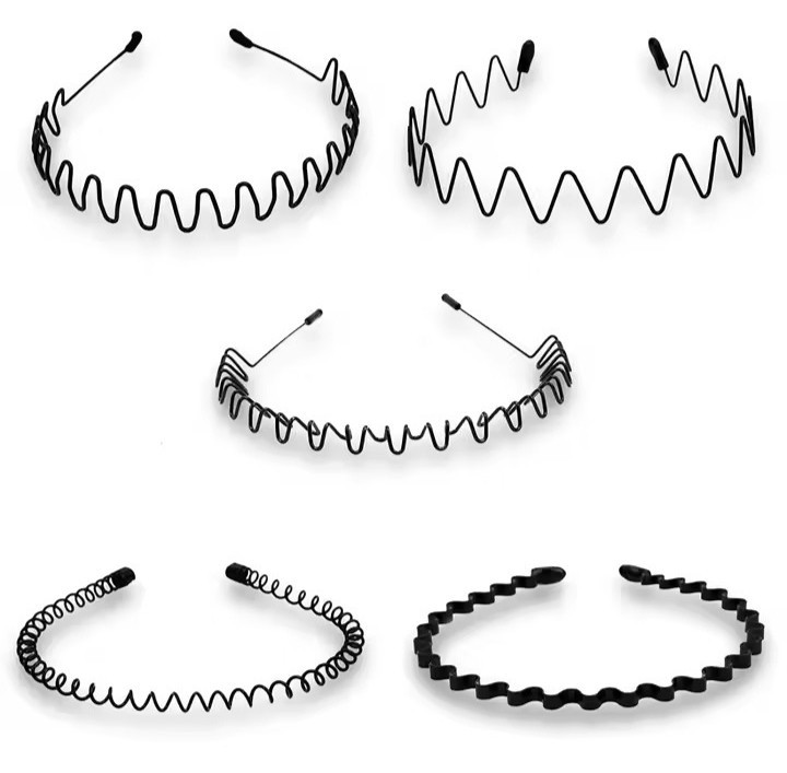 Unisex Metal Headband Wavy Spring Non Slip Hair Band Men Women 5 Styles