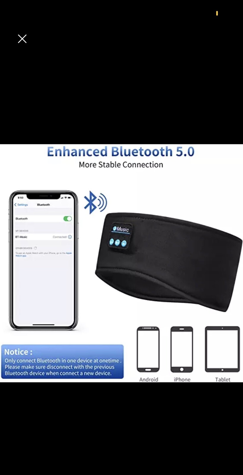Sleep Wireless Bluetooth Headband Perfect for Air travel,￼ Jogging,￼ Work out￼,