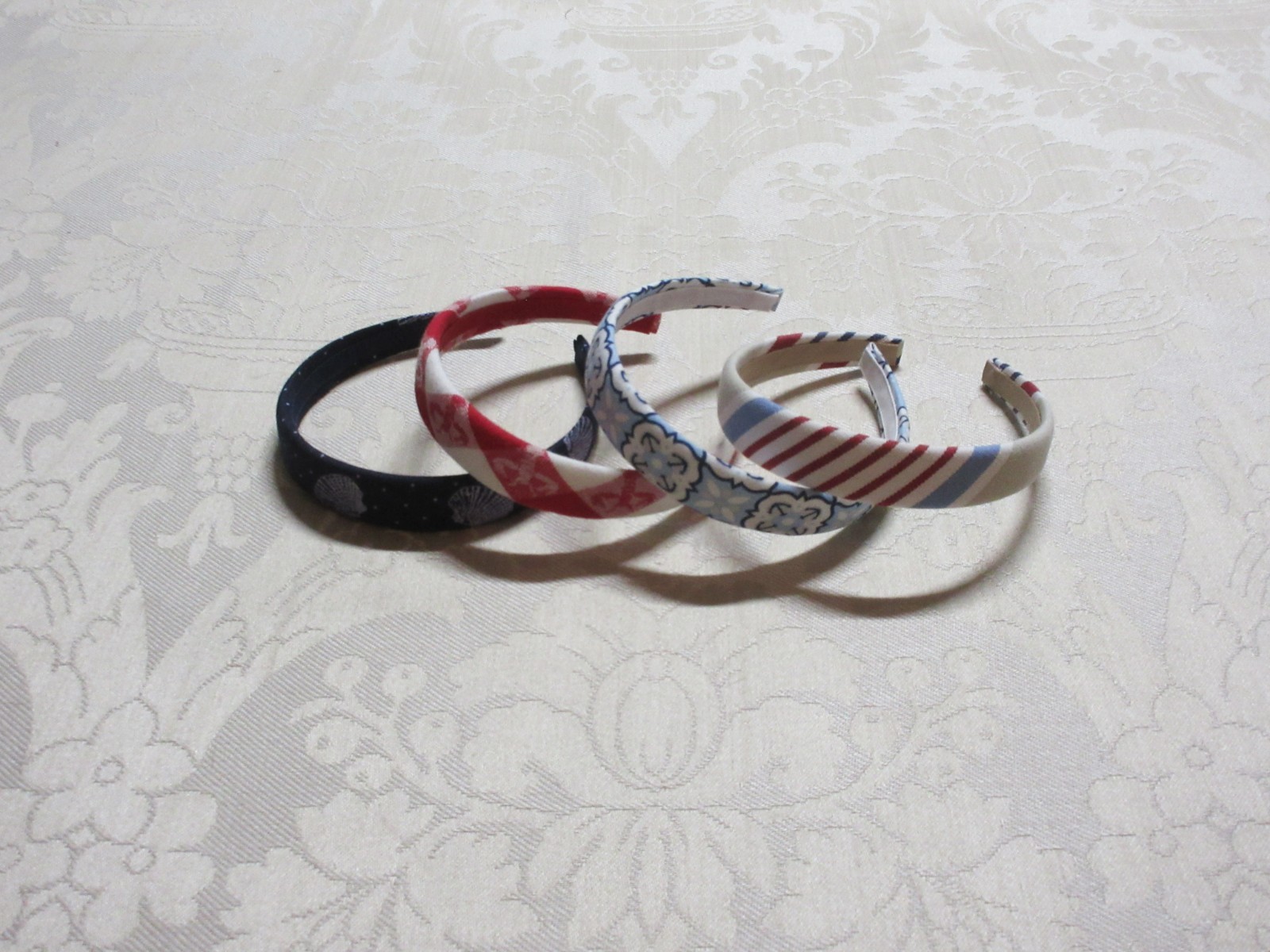 Handmade Preppy Nautical Fabric 1″ Medium Headband Lot 4pc Shell Lobsters Anchor