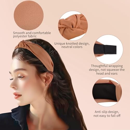 8Pcs Headbands black, brown, navy blue, khaki, light gray, pink, beige, white
