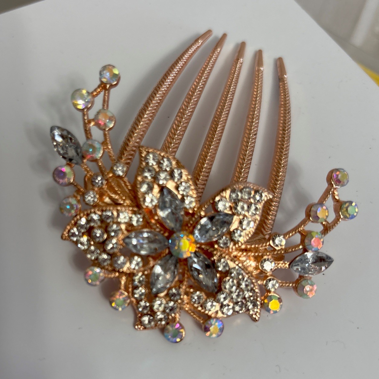 ELEGANT HAIR COMB Floral Irredescent Copper-Vntg-Look Classy Gorgeous Bride NEW