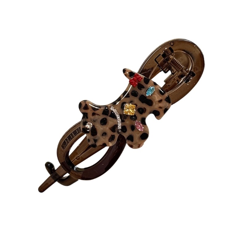 Women Leopard Pattern Hair Claw Clip Gentle Secure Hair Grip Ponytail Holder