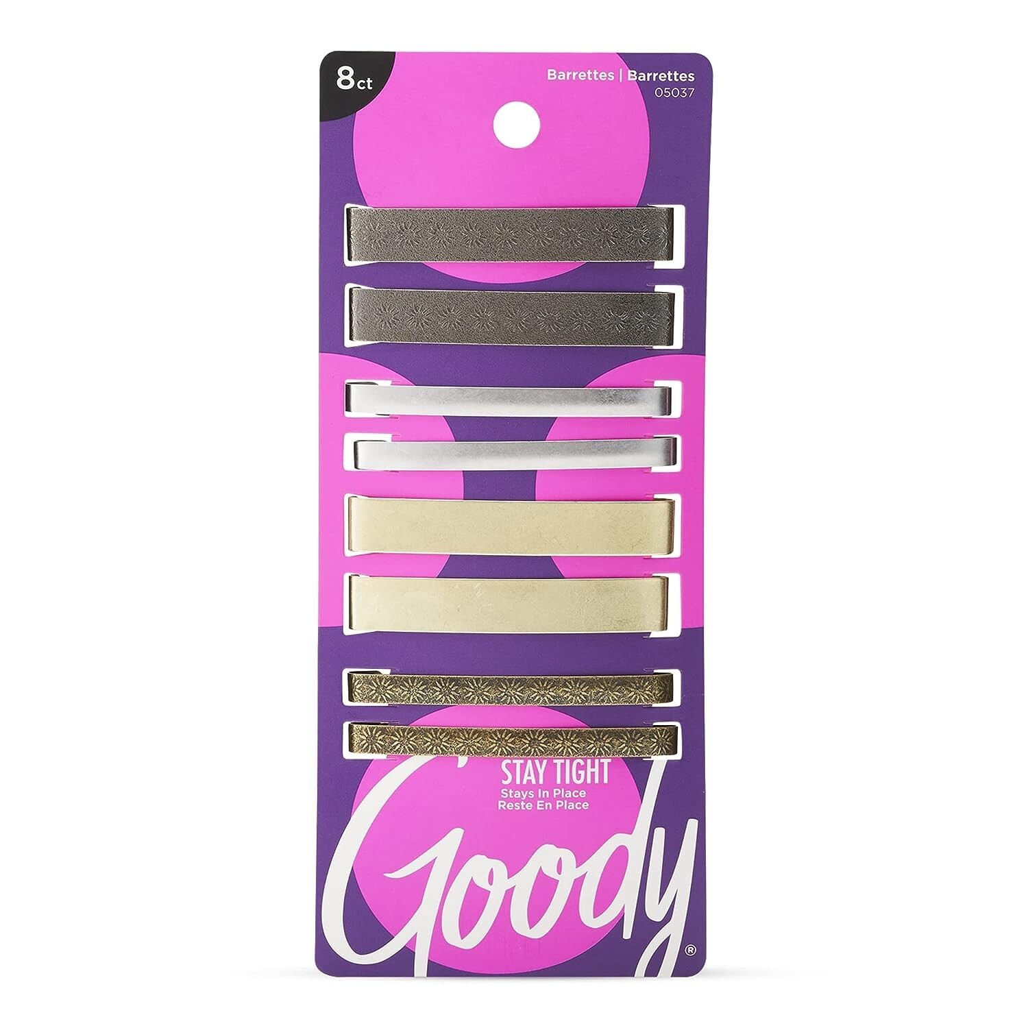 Goody Hair Barrettes Clips – 8 Count, Assorted Colors – Slideproof and Lock-In P