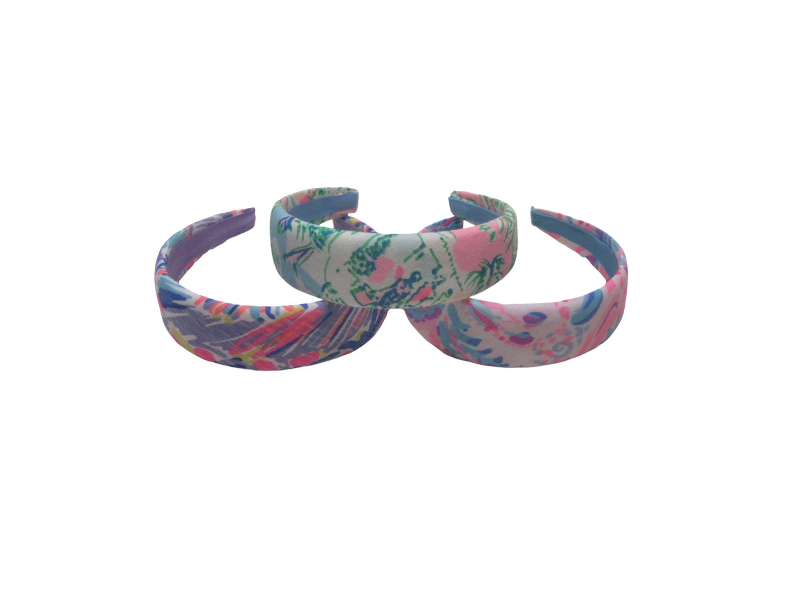 Handmade Preppy Boho 1.5″ Wide Lilly Pulitzer Fabric Headband Lot 3pc Jelly Nice