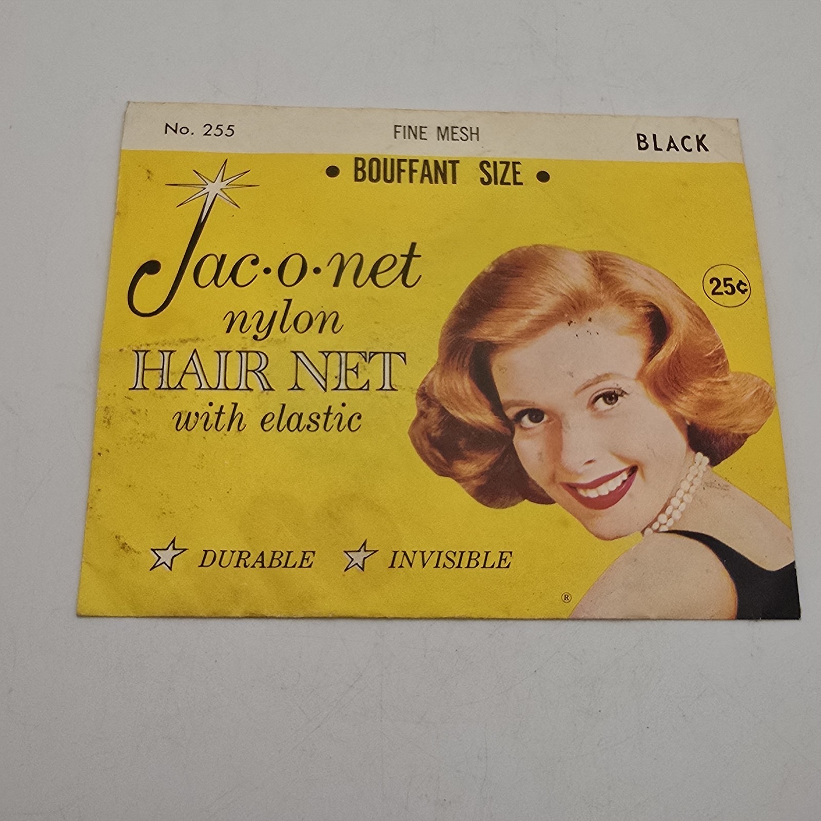 Vtg Jac O Net Hair Net Bouffant Size Black Nylon Fine Mesh With Elastic Display