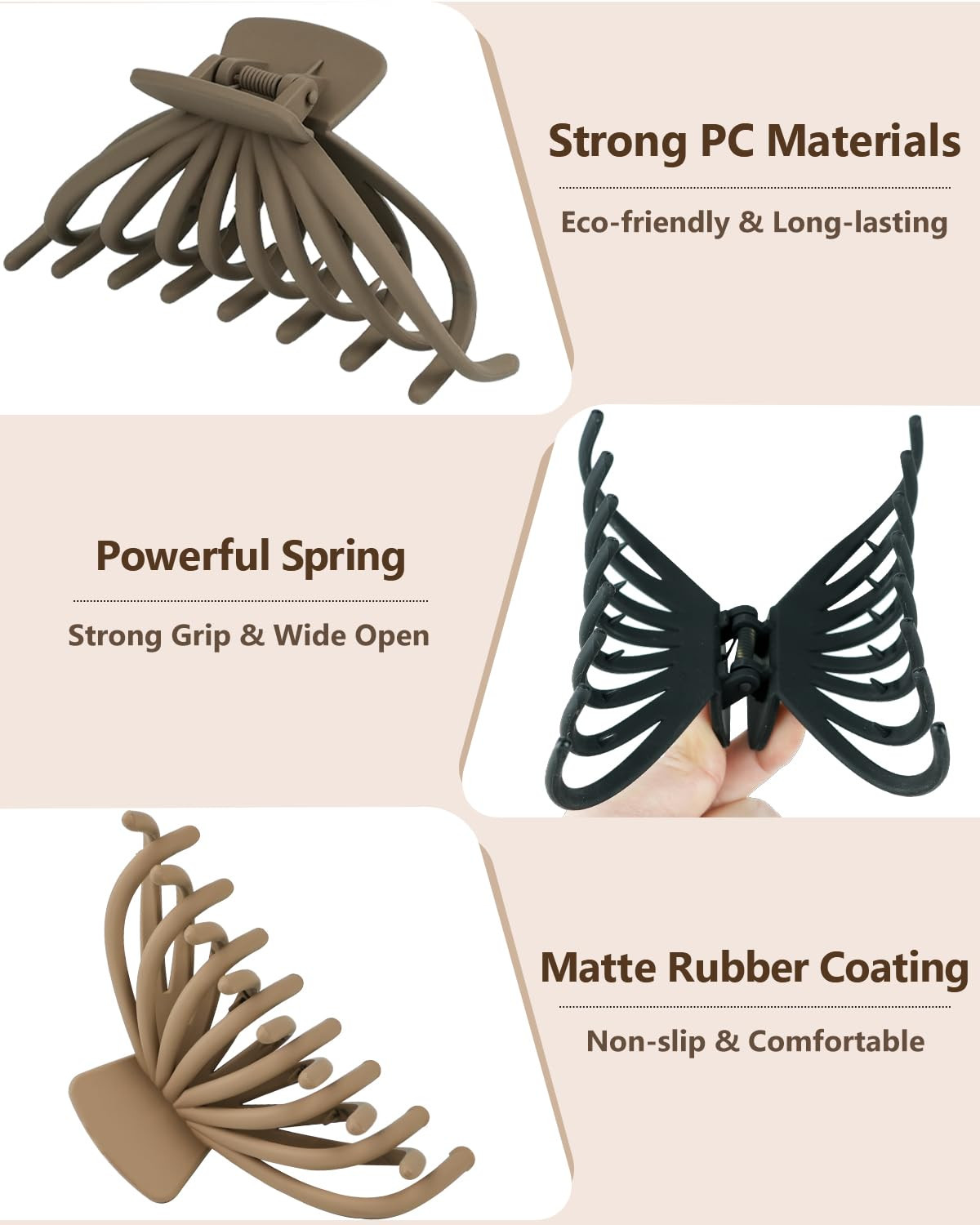 4 Pack Large Hair Claw Clips for Women, Non-Slip Matte Big Hair Clips for Thick