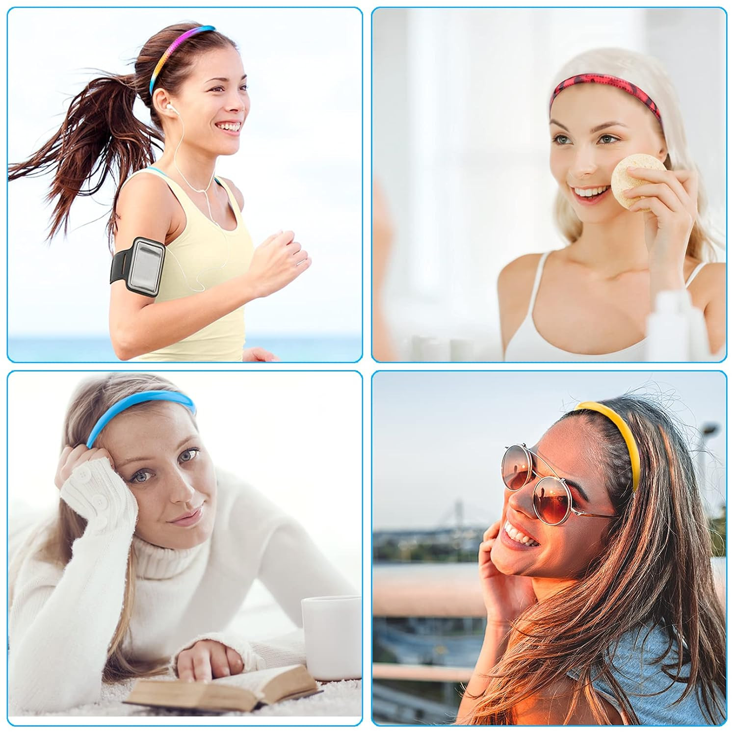 30 Pieces Plastic Headbands for Girls and Women with Teeth 0.8Cm Thin Plain Head