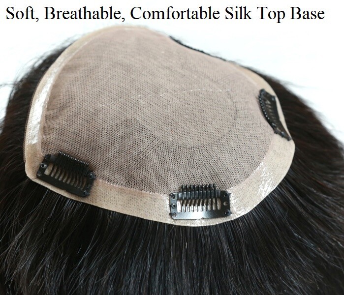 5.5″X6″ Silk Top 110% Density Wavy Virgin Human Hair Toppers for Women 8″~20″
