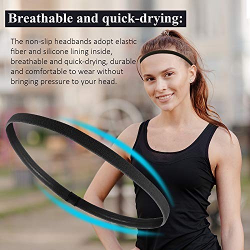 4 Pieces Elastic Sports Headbands Thick Non-Slip Hair Bands for Women and Men