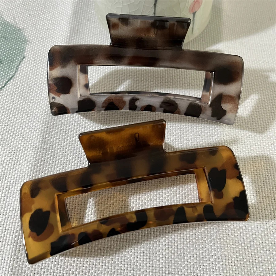 Vintage Leopard Print Large Hair Claw Clip Secure Hold Updo Accessory