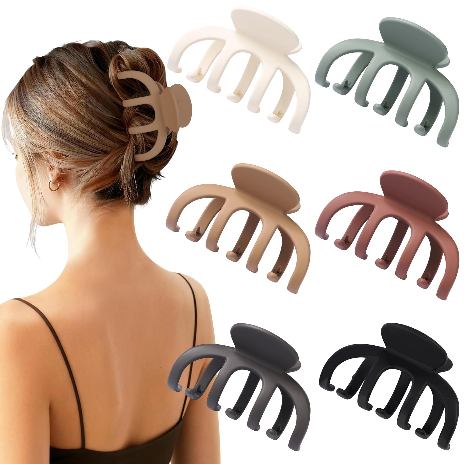Hair Clips for Women 3.5 Inch Medium Claw 1 Count (Pack of 6), Basic