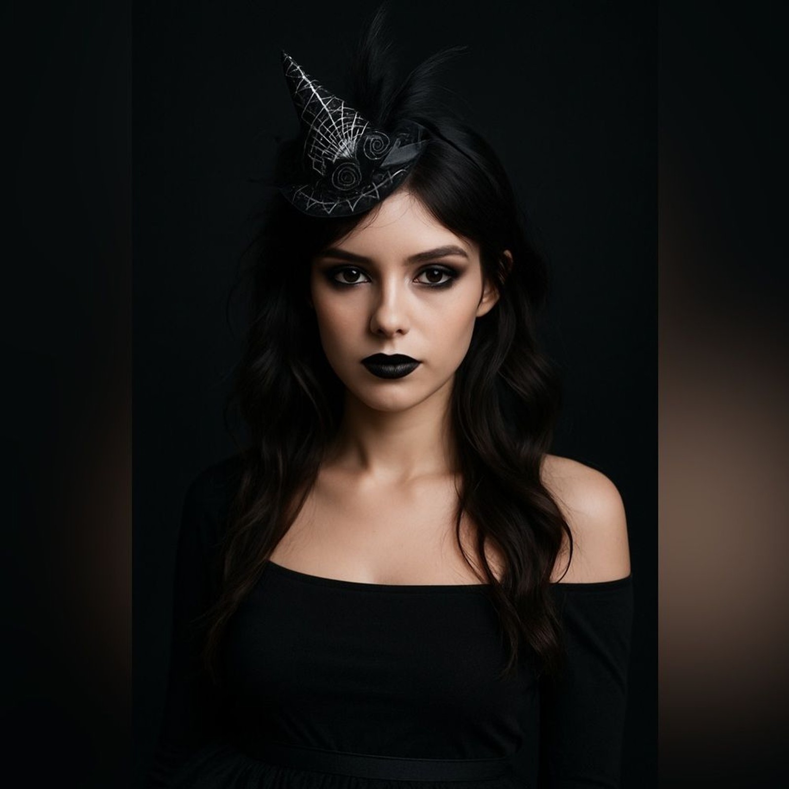 witch hat Halloween headpiece feather lace fascinator gothic witchcore cosplay