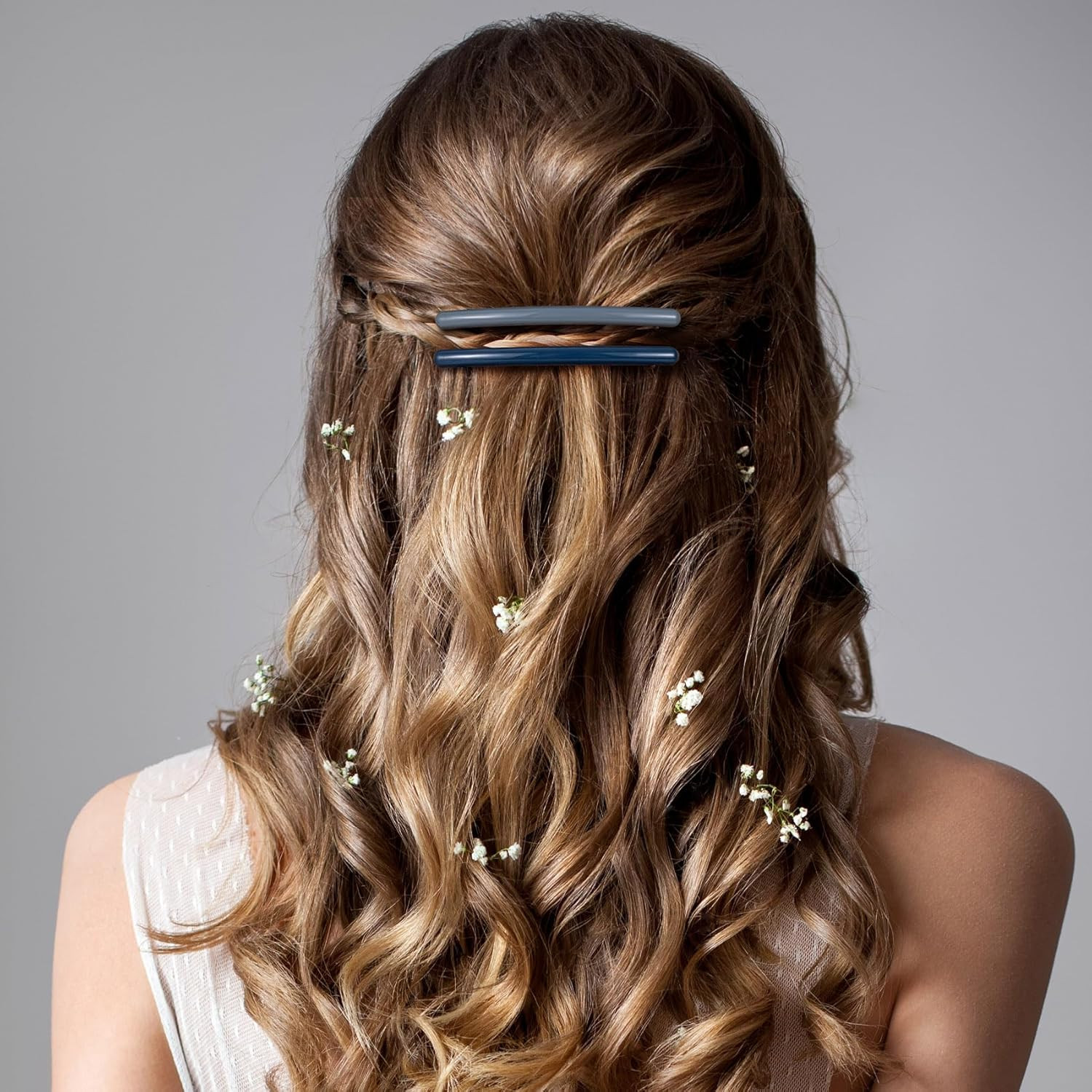 6Pcs French Hair Barrettes for Women, Non-Slip Spring Flat Clips Pins, Elegant